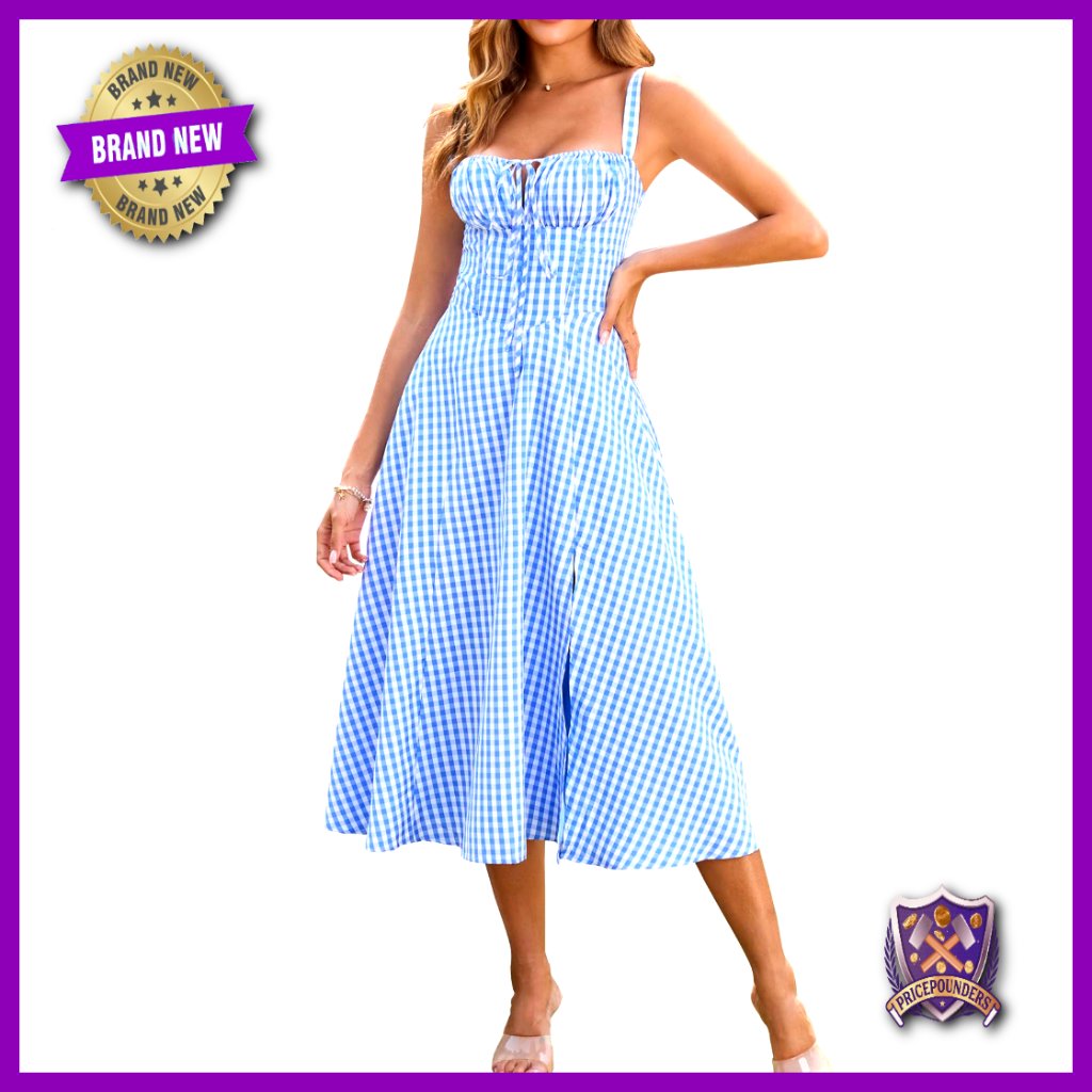 Floral Midi Corset Dress Lace Up Square Collar A Line Casual Sundress